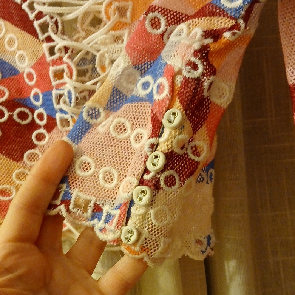 Free People Eyes On You Mesh Lace Up Festival Top XL - Picture 4 of 7